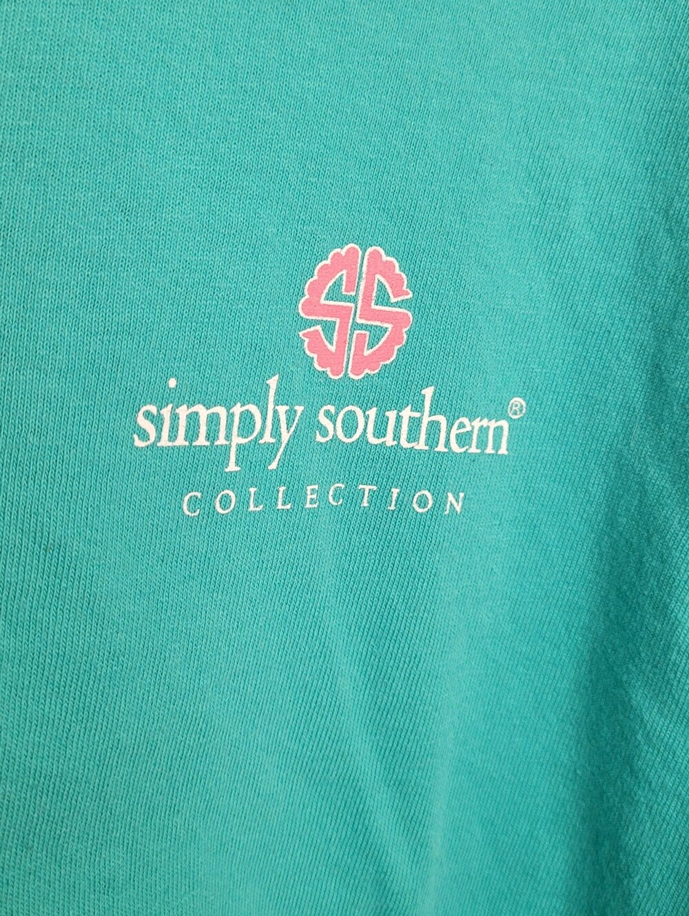 Simply Southern Teal Long Sleeve 'Don't Stress Meowt' Cat Graphic Tee Sz M - Picture 3 of 7